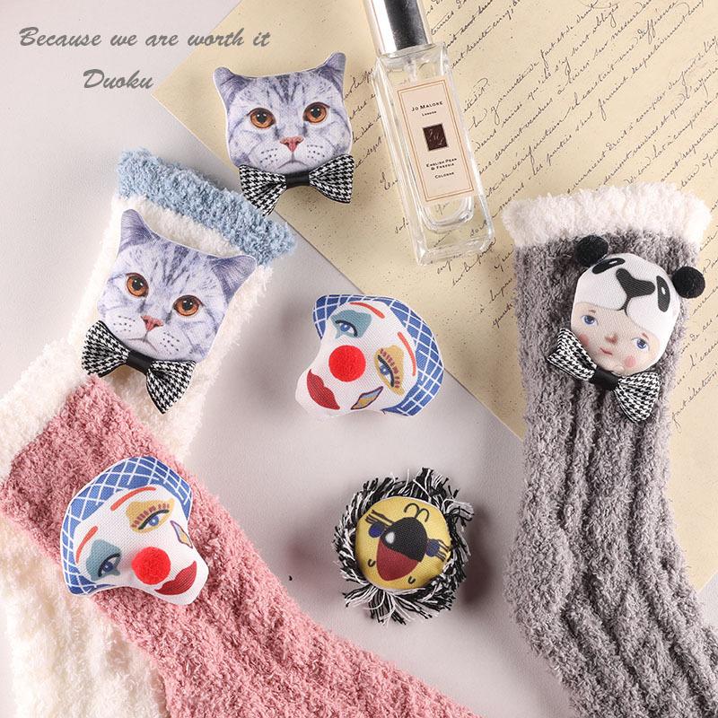 Coral Socks Shoes And Hats Decorative Accessories Clown Cat Animal Hairpin Accessories Brooch Handmade Diy Clothing Accessories