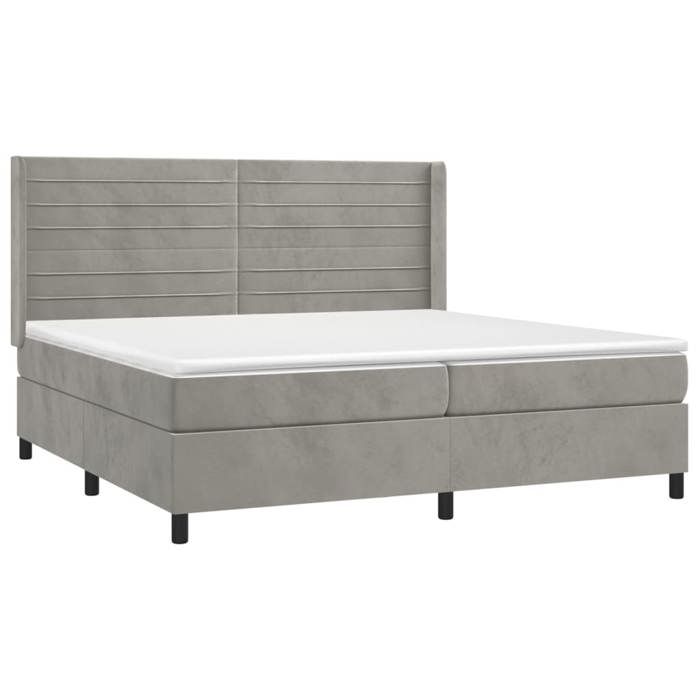 Maison Exclusive - Bed Slat Base and Mattress Light Grey 200x200cm Velvet