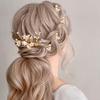 Korean Bridal Headgear Disc Hair Blond Leaf Hairpin Travel Photo Styling Hairpin Pearl Pin Hair Accessories