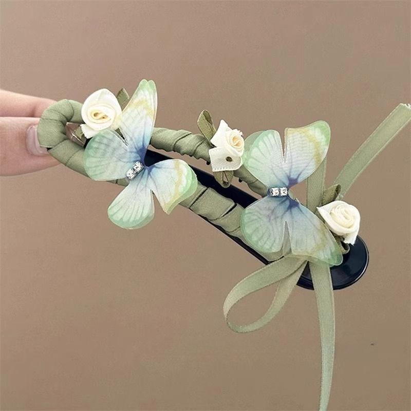 Green Butterfly Hair Clip Womens Back of The Head Hair Clip New Chinese Style Hair Accessory