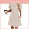 Dress Short Sleeve Lace Panel A Line For Casual Wear
