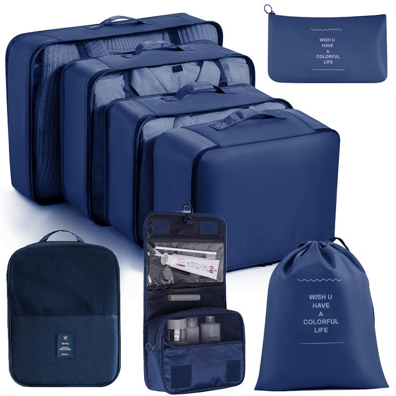 Eight-Piece Waterproof Travel Storage Bag Set for Business Trips - Large Capacity