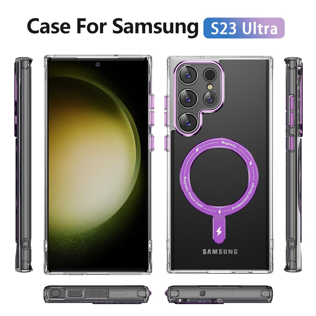 For A56 5G for Samsung Phone Case Ins Wind Magnetic Suction Phone Case Anti Drop, Yellow Resistant Transparent Phone Case