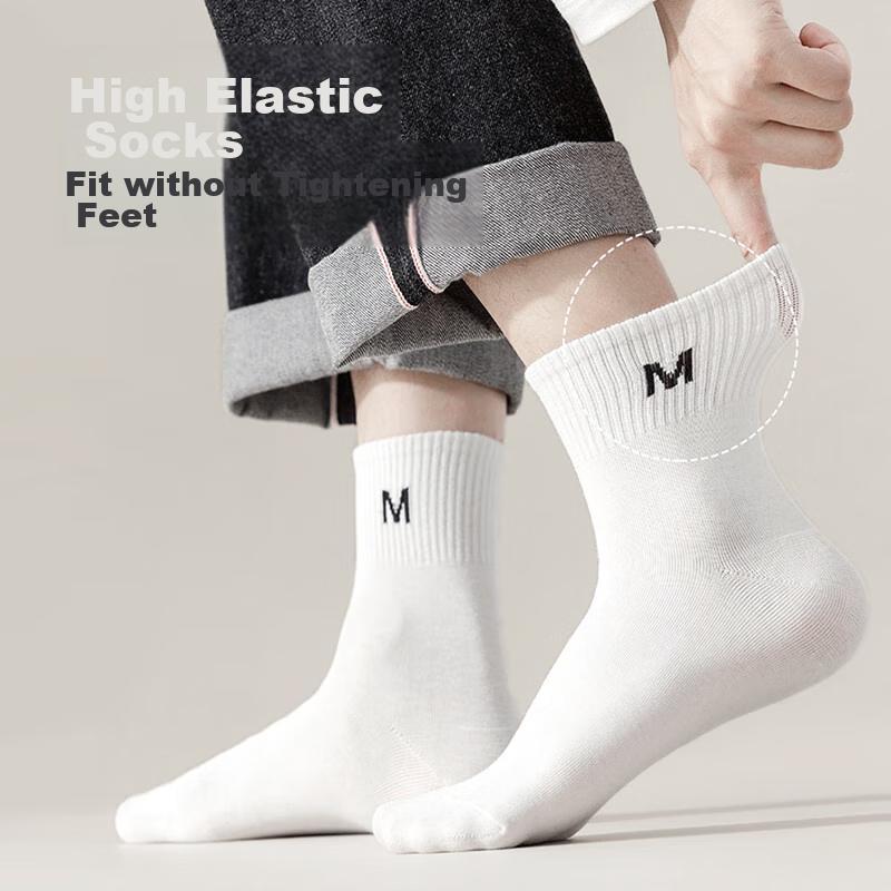 MiiOW [100% Pure Cotton Socks 5 Pairs] Men's Socks Autumn Season Deodorant Mid-Calf Sports Socks for Men New Product for 2025