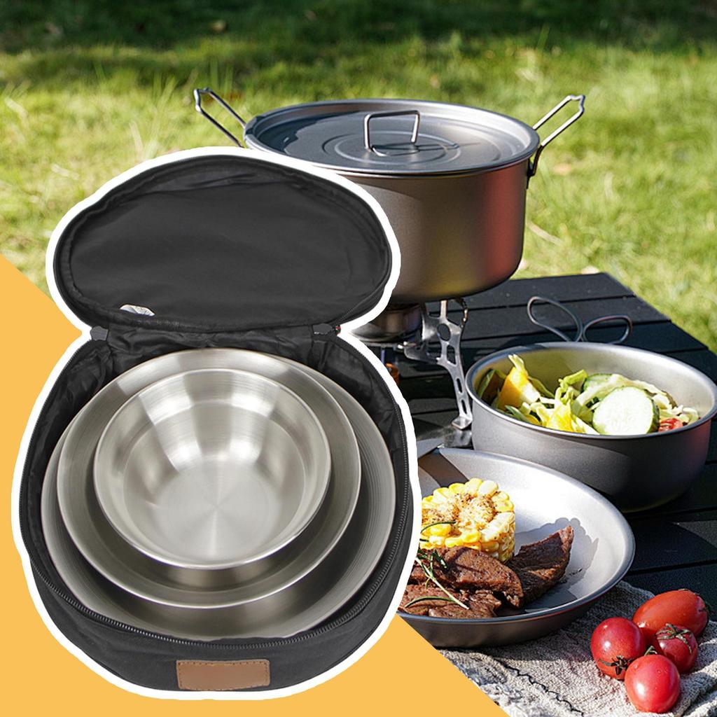 Camp-Utensil Organizer Tableware Carry Bag For Camping High Capacity Round Cookware Pouch For Barbecue Gatherings Mountaineering