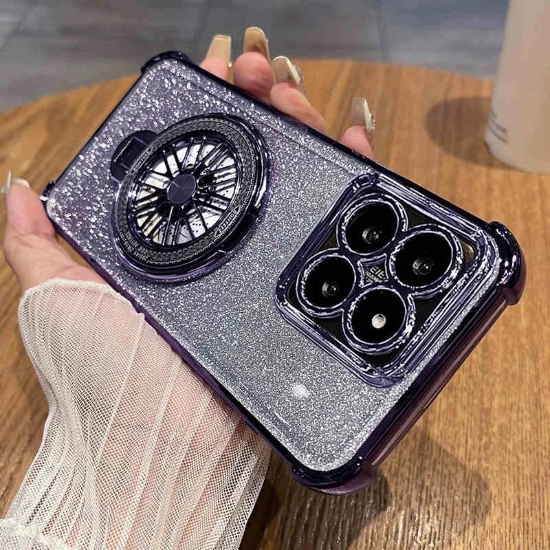 

Чехол-подставка с гальваническим покрытием и вращающимся гироскопом для Xiaomi Redmi Note 13 12 11 Pro 13pro 4g 5g 10 10s 9 9s Силиконовая подставка-чехол Note13pro poco m6 4g