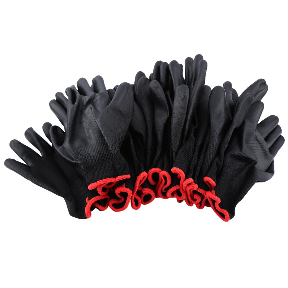 

Black Color Nylon PU Palm Coating Work Gloves Yellow Strip(S)
