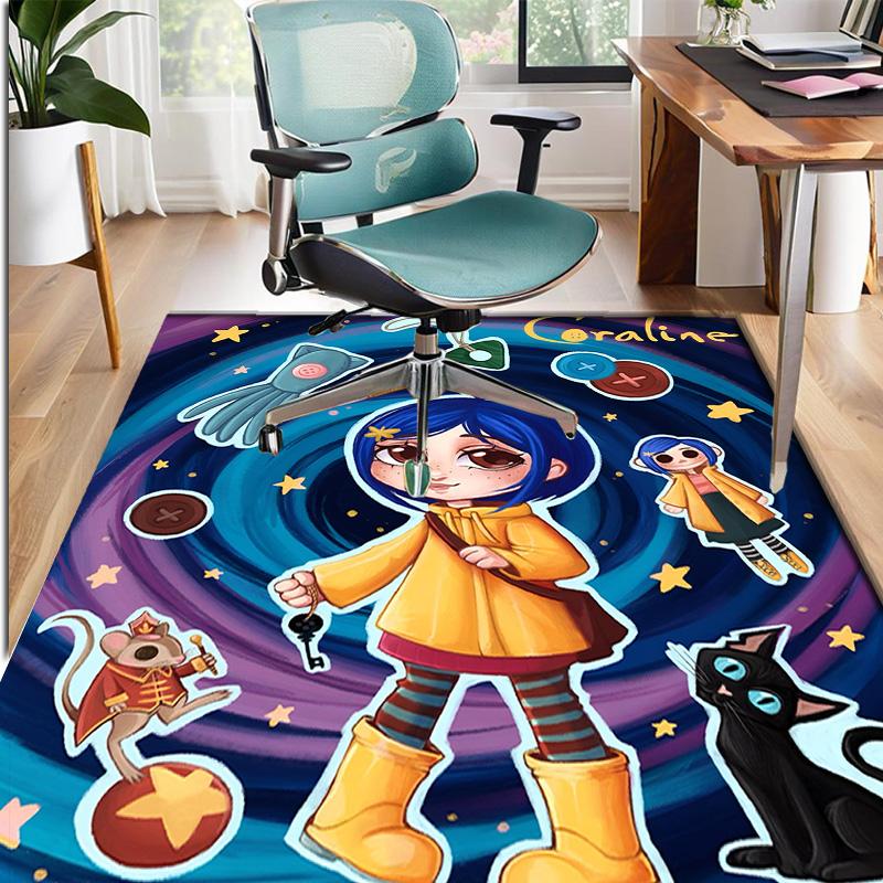 Coraline Pattern Rug, Indoor/Outdoor Mat, for Picnic, Gameroom, Bedroom, Office, Living Room, Home Decor Carpet, Birthday Gift