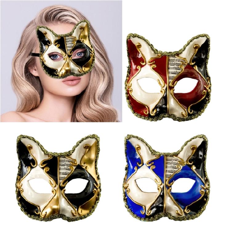 Anspruchsvolle venezianische Katzenmaske für Maskeraden, Mardi Gras, Vintage-Halbmaske für Erwachsene und Partybegeisterte