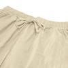 Men's Beige Textured Linen Blend Beach Pants, Casual Drawstring Elastic Waist Loose Fit Trousers
