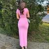 Sommer Neues Slim Fit Sexy Temperament Reiner Wunsch Rundhals Kurzarm Langes Damenkleid