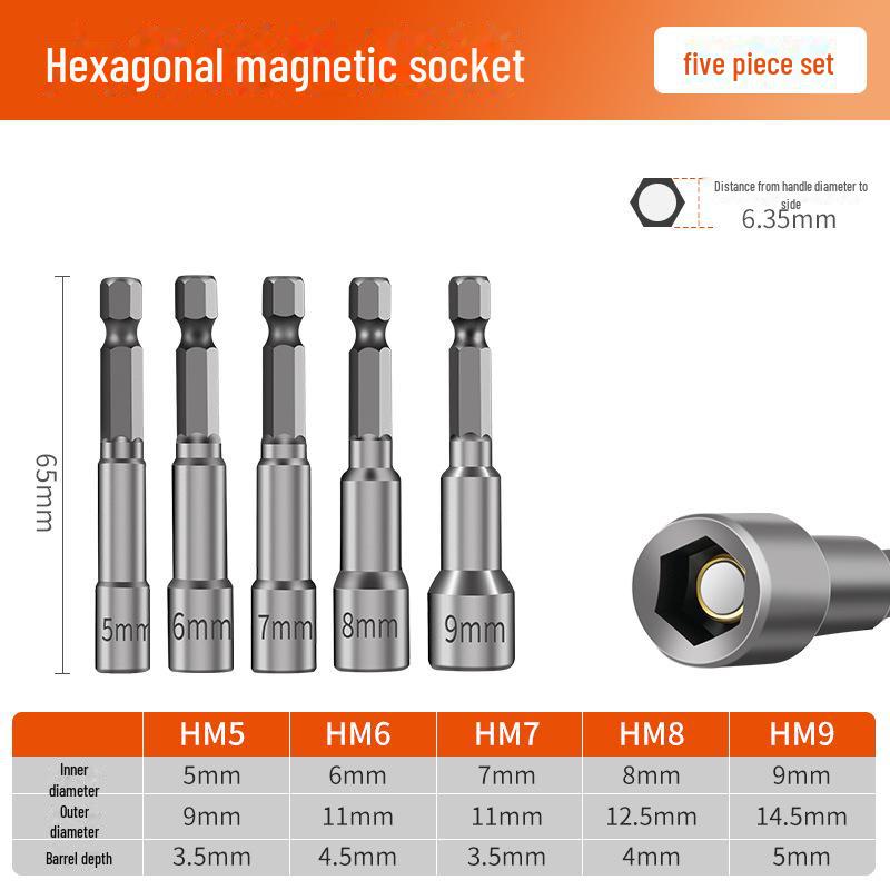 8mm Magnetic Hex Socket Head Drill and Wrench Tool Set