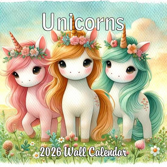 2026 Unicorns Monthly Wall Calendar | 12  x 24  | Kids Calendar 2025-2026