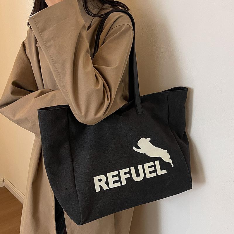 

Canvas Bag Large Capacity Women High End and Versatile Letters Underarms Shoulder Bags