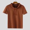 INCERUN Summer Men Drawstring Neck Short Sleeves Casual Fitted Tee Tops