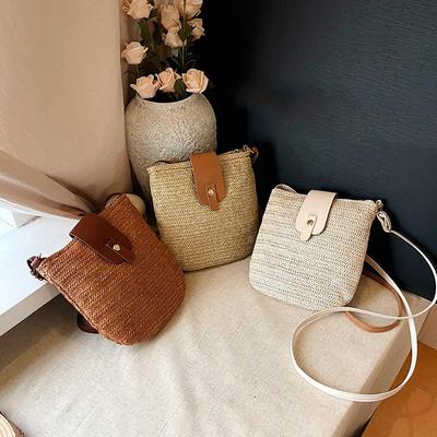 Women Messenger Bags Woven Summer Top-Handle Bags Handmade Fashion Holiday Casual Simple Saddle Lady Straw Bag