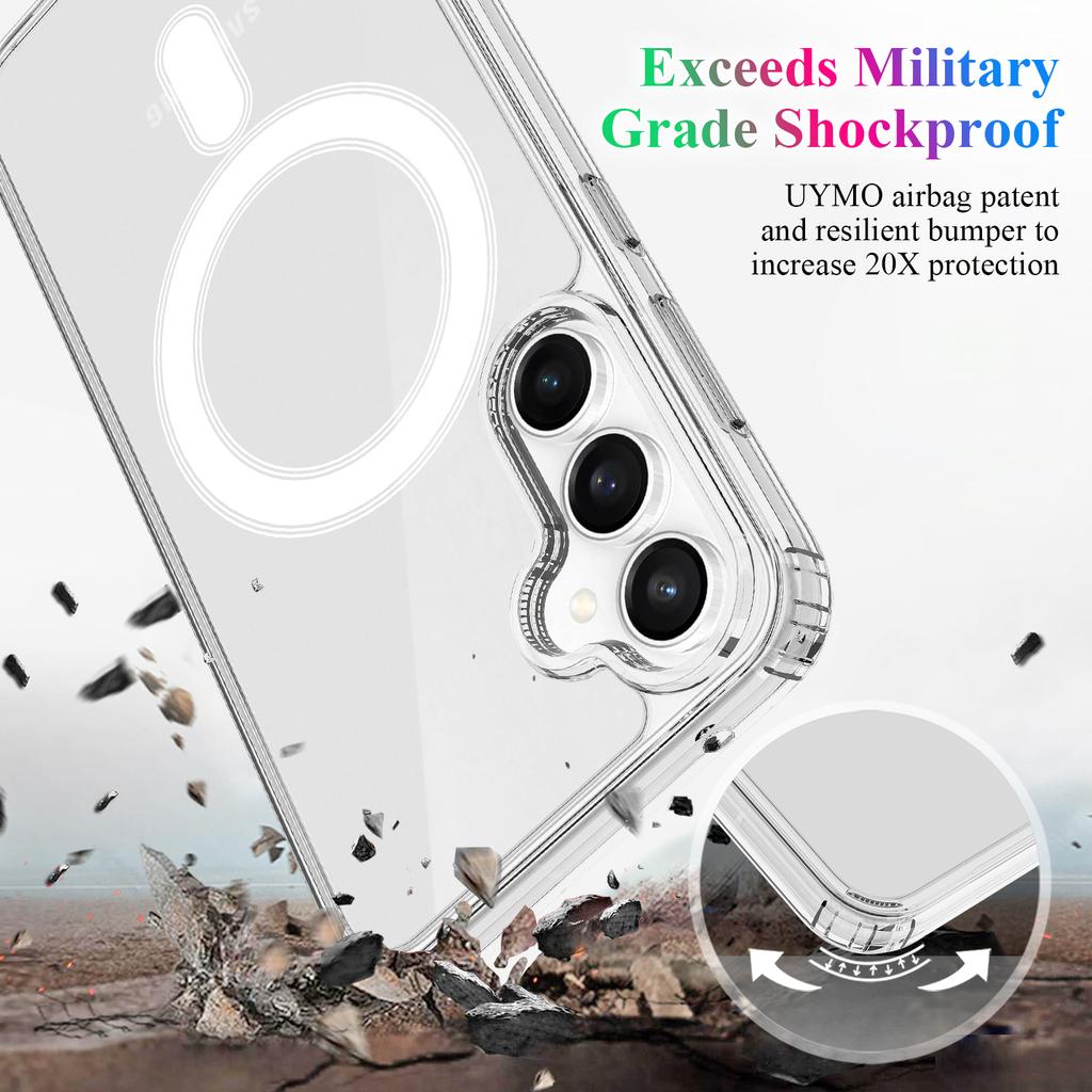 For Samsung Galaxy S25 FE Clear Phone Magnetic Case TPU+Acrylic Back Cover