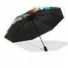 1pc Stained Glass Fish Design Automatic Folding Umbrella - Portable 3-Fold Design with 8-Bone Iron Frame, Perfect for Outdoor Use, Festive Gifts, Trav