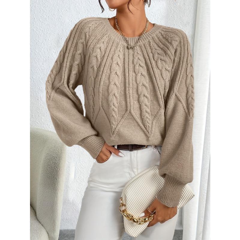 Women'S Chunky Sweater - Beige/Neutral-Toned Sweater for Fall/Winter, Cozy Sweater for Everyday & Formal Outfits, Women'S Sweater Clothing