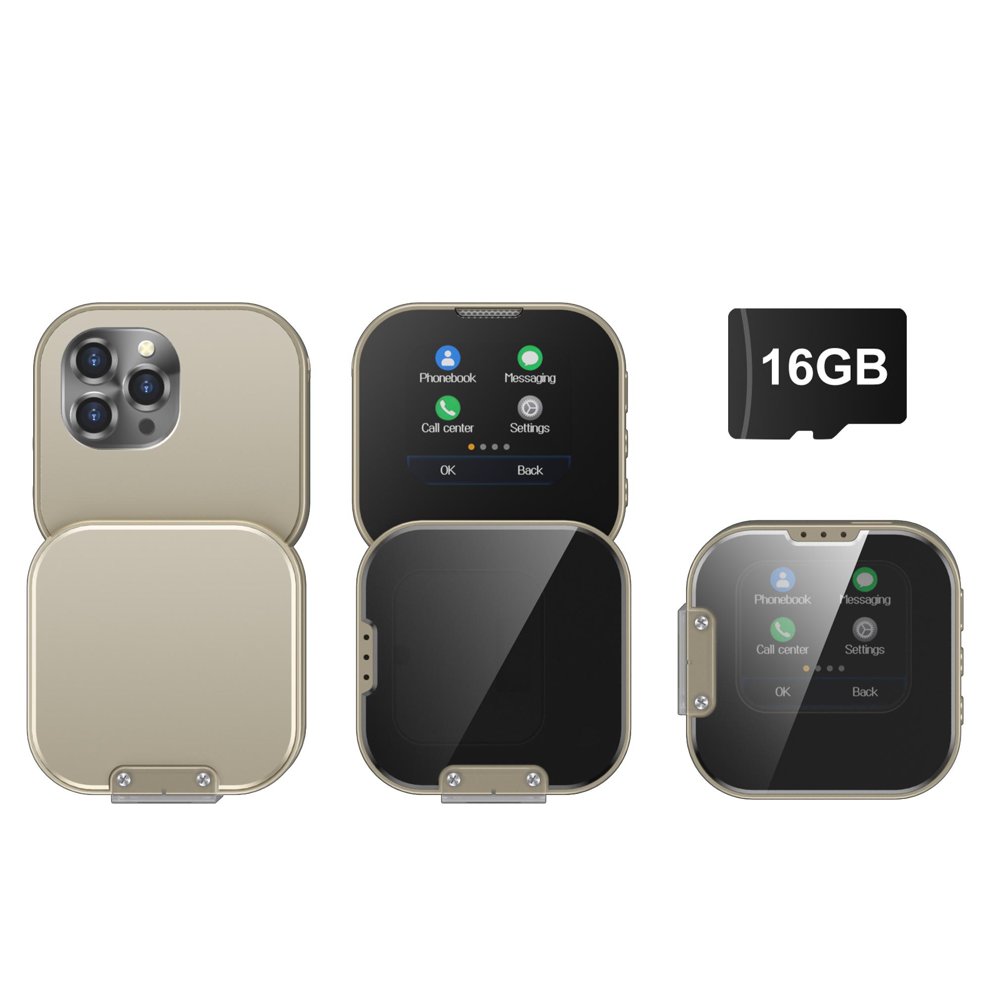 

2G телефон с функциями, небольшой сенсорный мобильный телефон с 2 SIM-картами, режимом ожидания Magic Voice, Bluetooth, синхронизацией, музыкальным фонариком, мини-вращающимся сотовым телефоном, резервным телефоном Type-C with 16G TF Card золотой