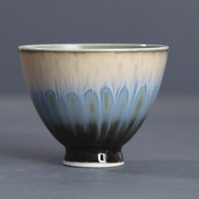 Handgefertigte Keramik-Teetasse Pfauenblau Glasur Farbwechselndes Gongfu-Set Chinesischer Stil Zen Heimbrauen Geschenk