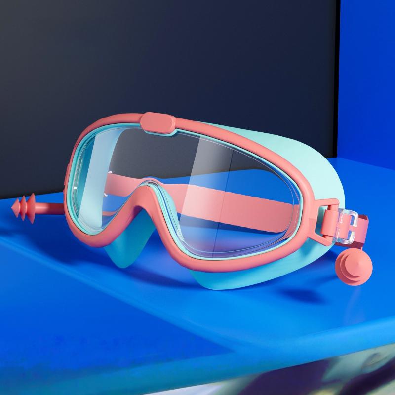 1Pcs Big Frame Hd View Anti-Fog Waterproof Children'S Swim Goggles Boys And Girls Multi-Color Kids Swimming Goggles With Earplug
