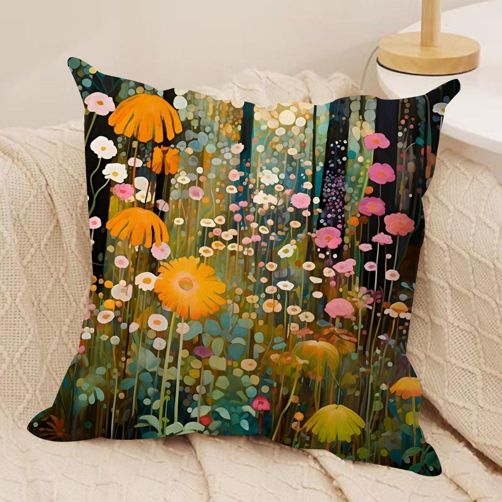 Midsummer Nights Flowers Cushion Cover Silky Short Plush DoubleSided Printed Pillow Case for Sofa All Seasons Home Decor Gift