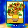 World Famous Creative Moc Sunflower View Series Plant Building Block Oil Painting Yellow Flowers Brick Model Toy