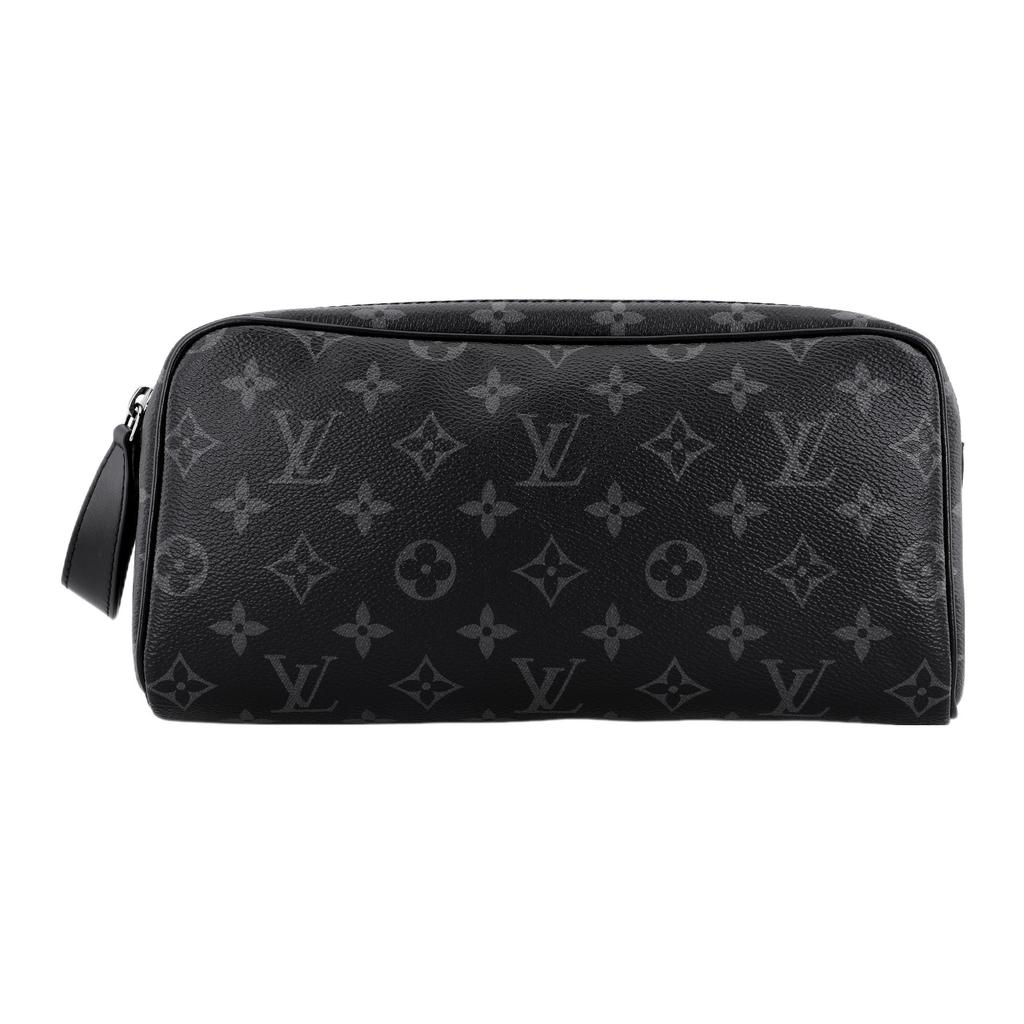 Louis Vuitton Dopp Kit Monogram Coated Canvas And Washable Fabric Toiletry Bag Men Toiletry Bag Black M46354