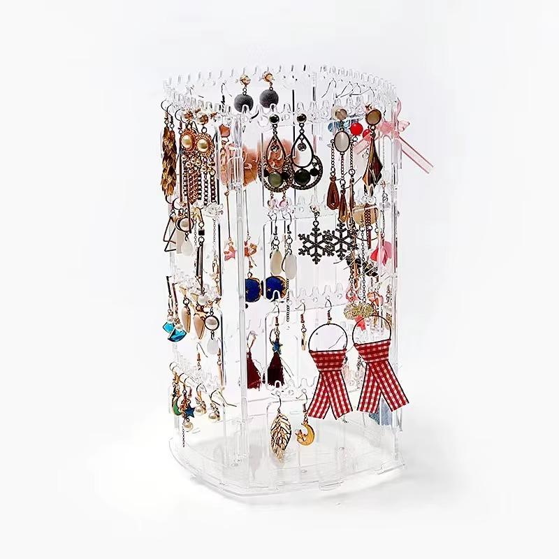 1 Stück/2 Stück 360 Grad Drehbarer Schmuckaufbewahrung Ohrring-Präsentationsständer Kunststoff Ohrring-Organizer Halter Vitrine Schmuck Make-up Etui