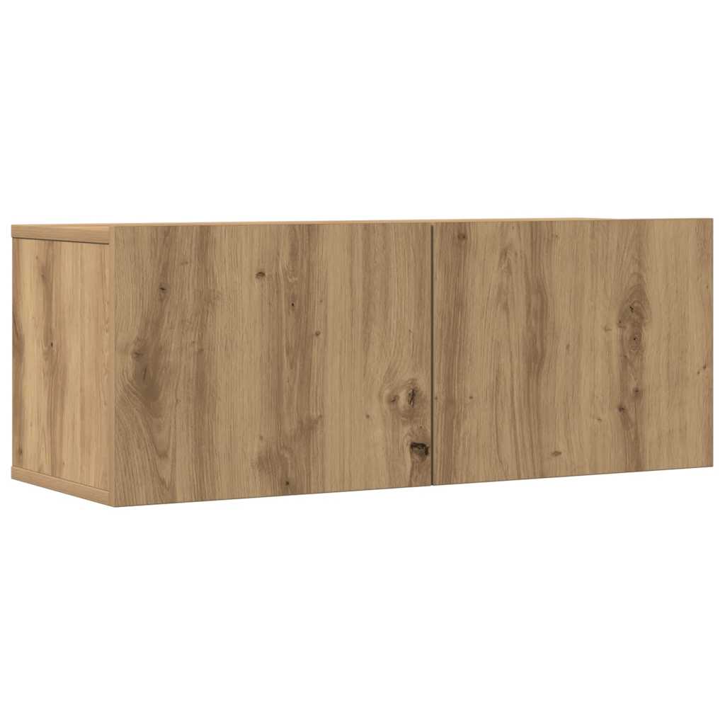 3 Piece Wall Mounted TV Cabinet Set Artisan Oak Finish Engineered Wood