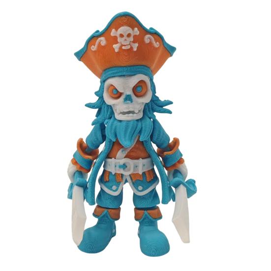 

Фигурка пиратского скелета, напечатанная на 3D-принтере, с подвижными суставами, фигурка пирата на Хэллоуин, шарнирная модель пирата, игрушка, украшение для дома, офиса, рабочего стола светло-синий