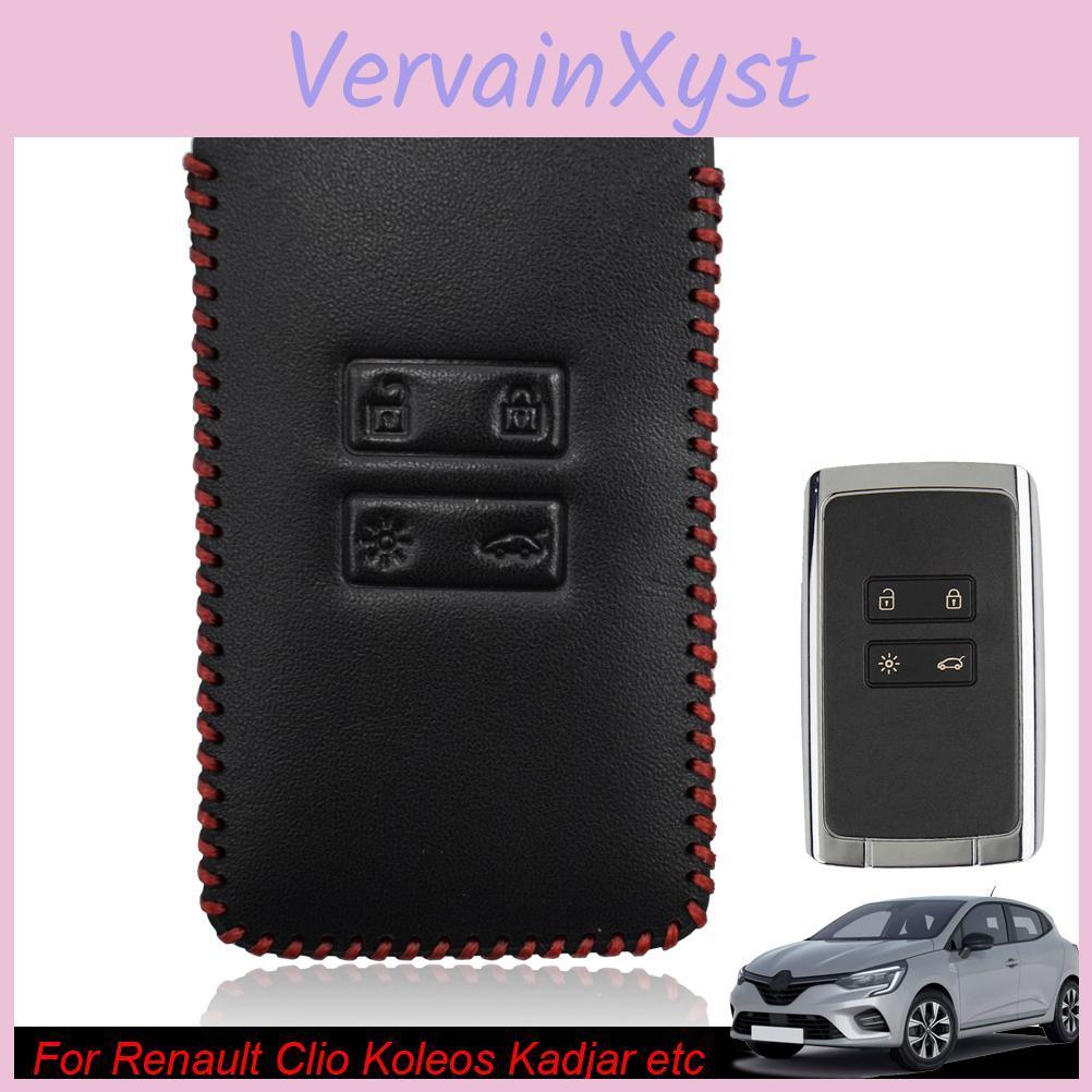 For Renault Clio Captur Megane Koleos Kadjar Talisman Espace 4 Button Pu Leather Car Smart Key Shell Cover Case Fob Holder
