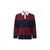 Mongplisse [Unisex] Pleated Stripe Rugby Shirt (Red)