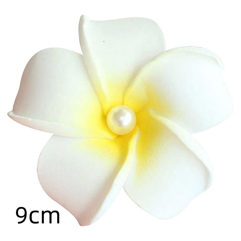 Pearl Flower Hair Clip Plumeria Flowers Side Bangs Clip Beach Claw Clips Headpiece For Women Hawaiian Barrettes Accessories