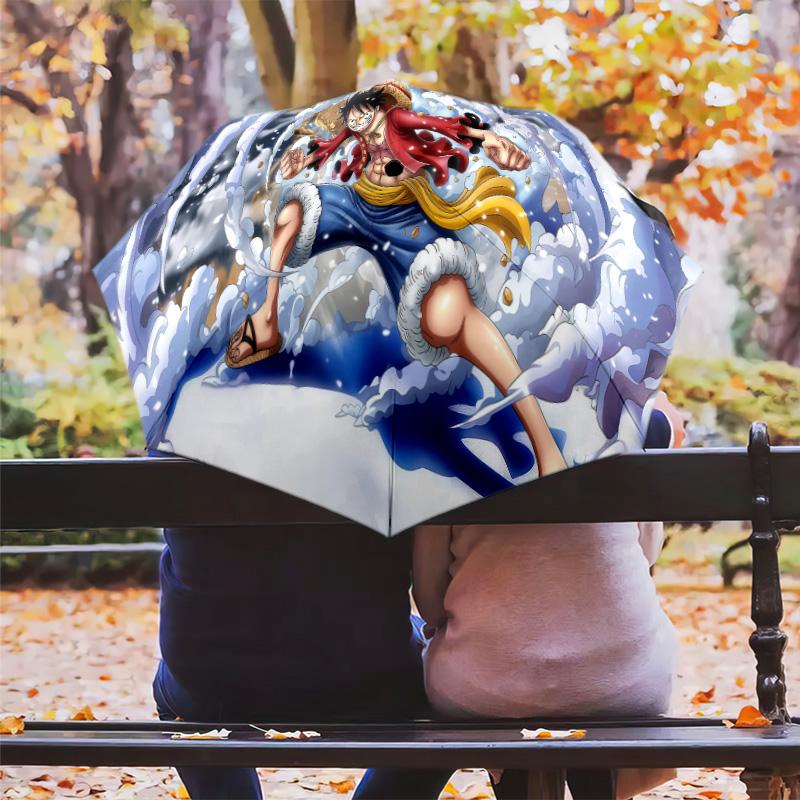 1 PC Automatic Folding Umbrella - Monkey D Luffy Pattern Portable Foldable Design With 8 Ribs Christmas Birthday Gifts