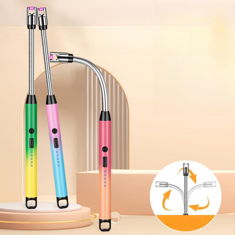 Gradient Color Windproof Electronic Pulse USB Charging Lighter Safety Ignition Switch Outdoor Kitchen Candle Electric Lighters