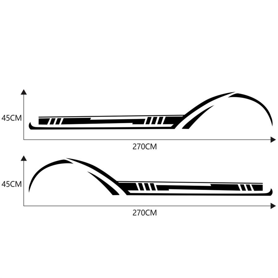 2pcs Car Side Stripes Graphics Vinyl Sticker Decals Racing Sport Car Stickers Auto Body DIY Car Accessories