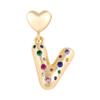18K Gold-Plated Zircon Necklace with Cross and Colorful Letter Pendants
