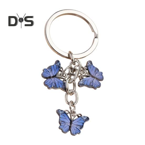 

Брелок-подвеска с яркими цветными бабочками, декоративный брелок для ключей, подвеска на сумку, аксессуар для украшения автомобиля фиолетовый