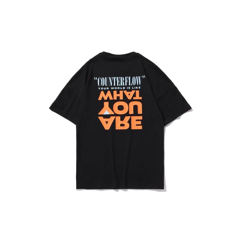 Li-Ning CF Youth Attitude Reversible English Print Loose Round Neck Short Sleeve T-Shirt Men Tops Black AHSQ352-1