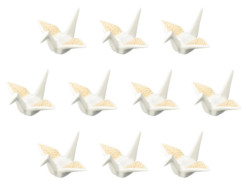 Set of 10 Seigaihazuru White Chopstick Rests x x Chopstick Rests Made in China by Setomonohonpo [6 5.2 3.3 cm]