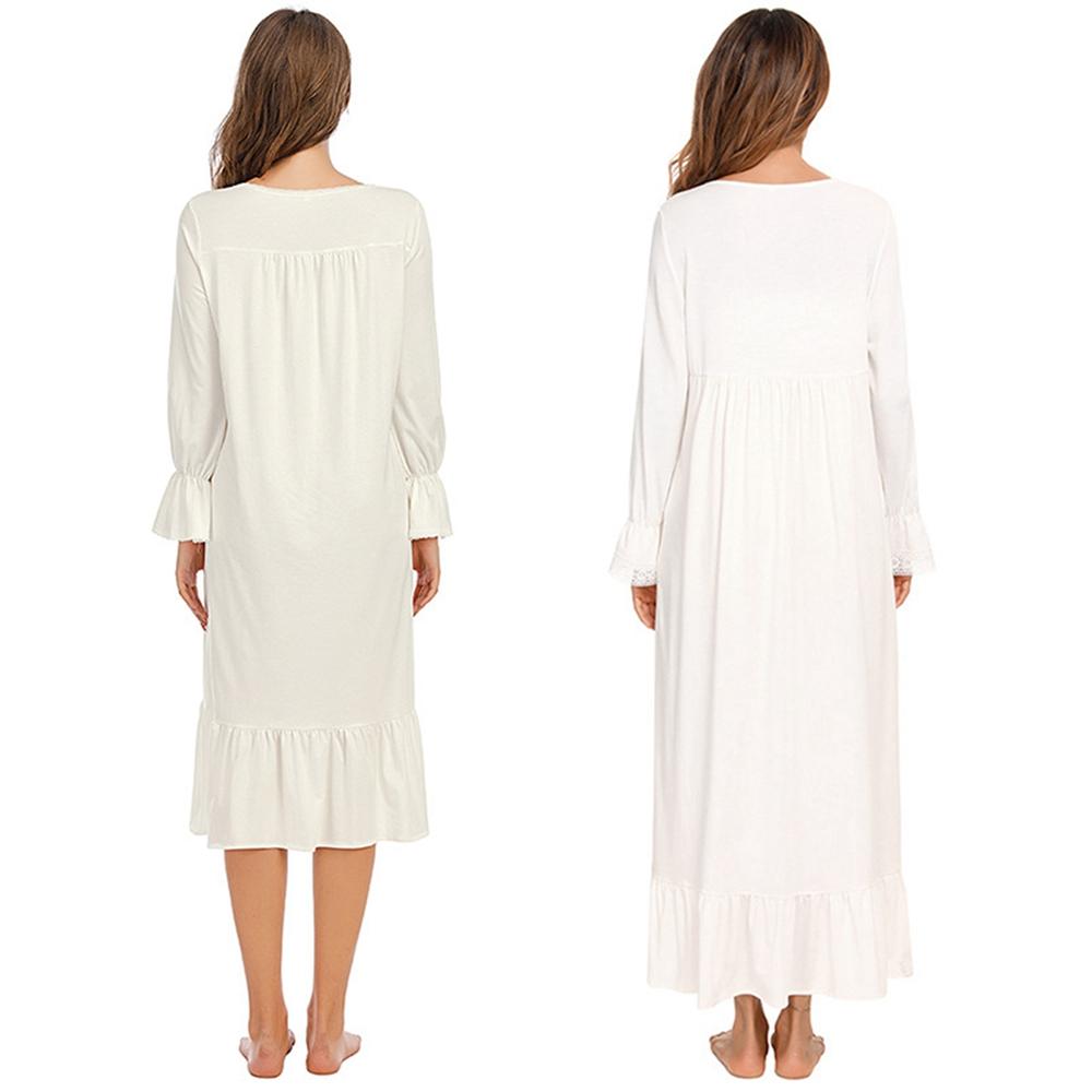 Women's Long-sleeved Retro Sleep Skirt Casual Pajamas Dress