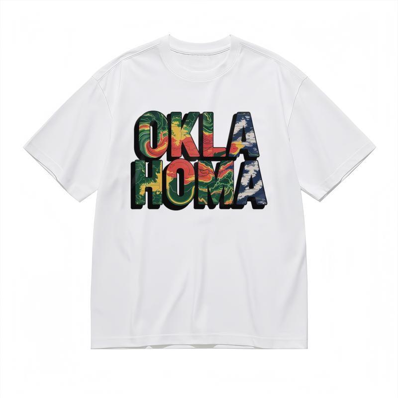 

Women s All-Season Fashion Classic T-Shirt Colorful Okla Homa Print Design Tee 3XL
