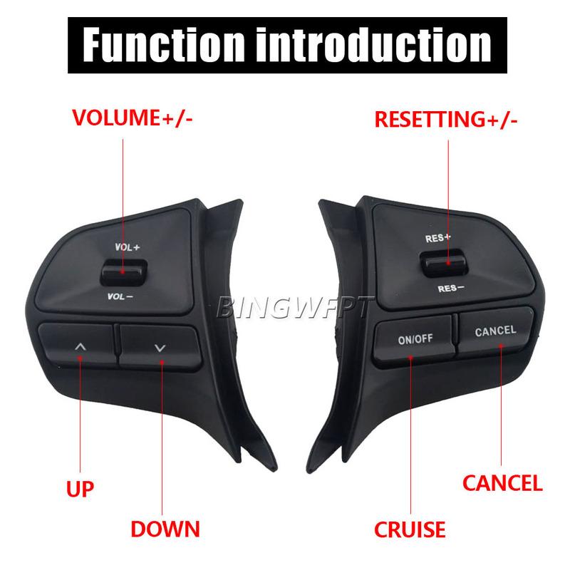 Car Switch for Kia Rio 2012-2016 Volume Mude Song Key Cruise Steering Wheel Control Button Switch No heating