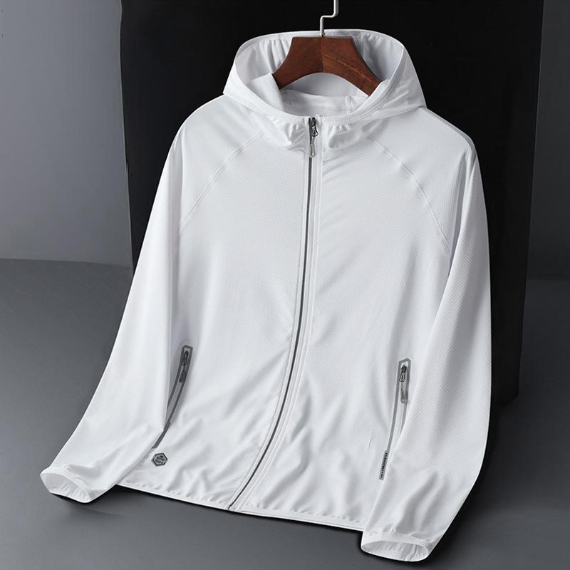 Men’s UPF50+ UV Protection Jacket Lightweight Breathable Ice Silk Sun Hoodie Outdoor Windbreaker for Summer