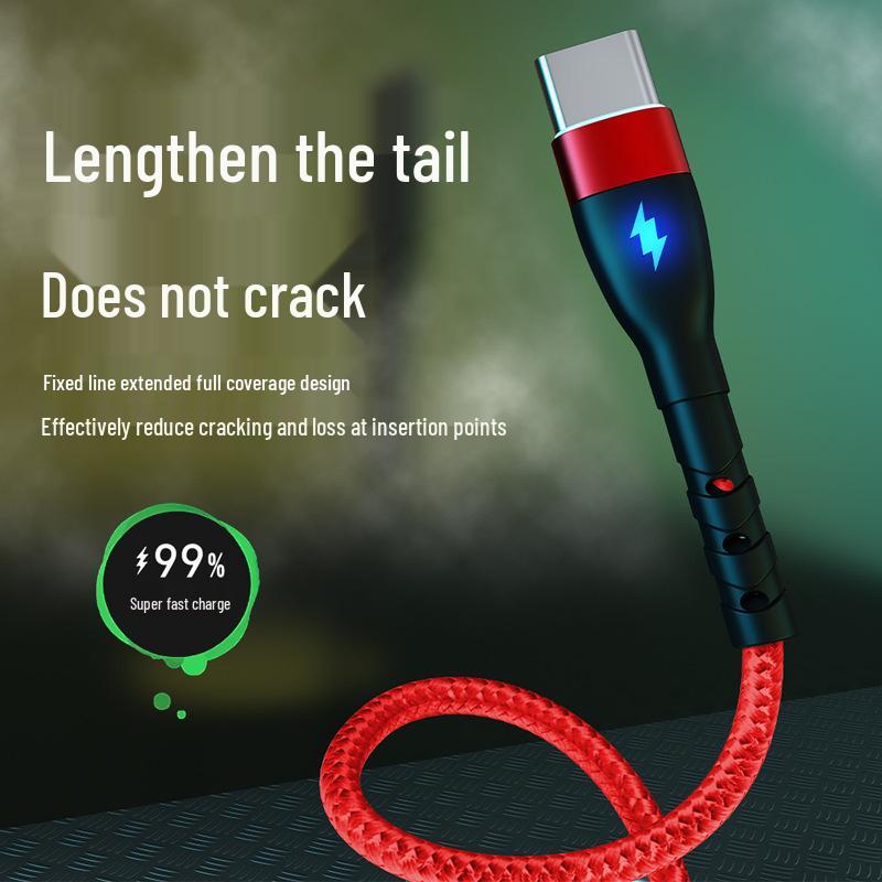 120W Braided Super Flash Type-C Charging Cable for Huawei, Vivo, Oppo, Honor