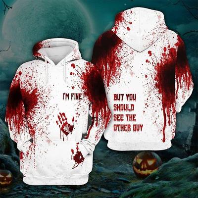 Frühlings- und Herbstmode Herren-Hoodie Horror Blutiges Cosplay 3D-Druck Hoodies Street Casual Jungen-Sweatshirt Herren Übergröße Top Kleidung