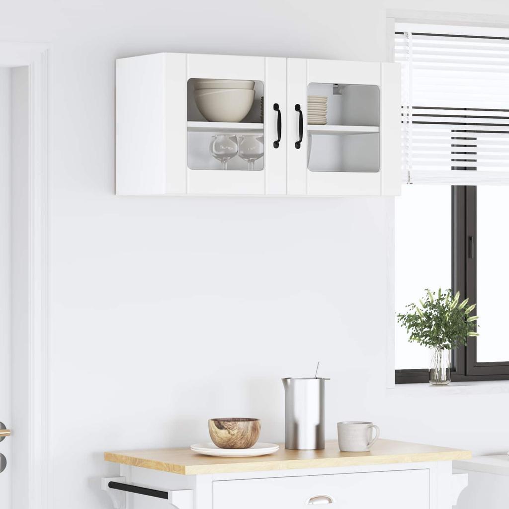 Wall Mounted Glass Cabinet LUCCA White 80 X 31 X 40 Cm Particleboard