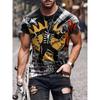 Mens Short Sleeve Crew Neck T-Shirt With Cartoon Digital Print Loose Fit Casual Wear
